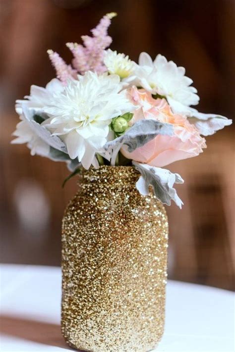 Glitter Mason Jar Gold Glitter Mason Jar Wedding Centerpieces