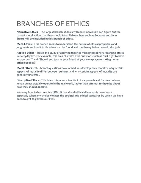Branches Of Ethics Branches Of Ethics Normative Ethics The Largest