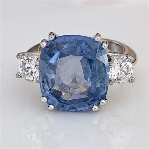 Genuine Natural Ceylon Sapphire Diamond Unheated Ring 18K White Gold ...