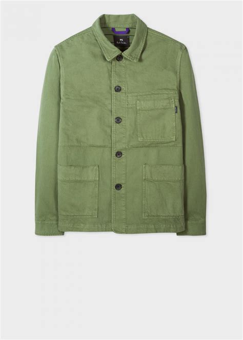 Paul Smith Washed Green Organic Cotton Chore Jacket Green Mens Coats