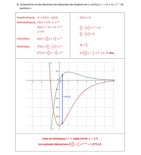 E Funktion Kurvendiskussion Geradengleichungen Flächen