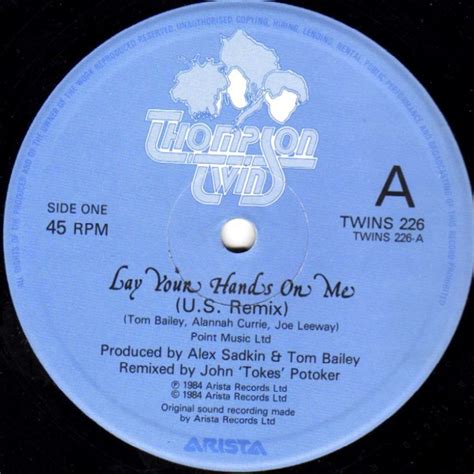 Thompson Twins Lay Your Hands On Me Us Re Mix Vinyl Pussycat Records