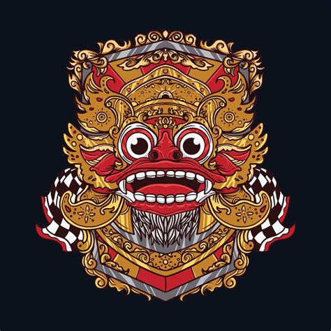 Vector Illustration Of Balinese Barong Mask The Protective Spirit Of