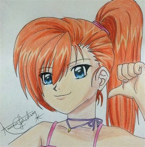 Anime Girl Drawing With Colored Pencils By Amana Hb On