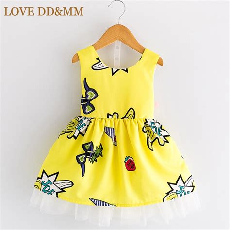 Love Ddandmm Girls Clothing Dresses Summer Sweet Cartoon Graffiti Halter