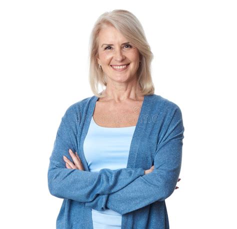 Beautiful Older Woman Smiling Isolated Stock Photo Image Of