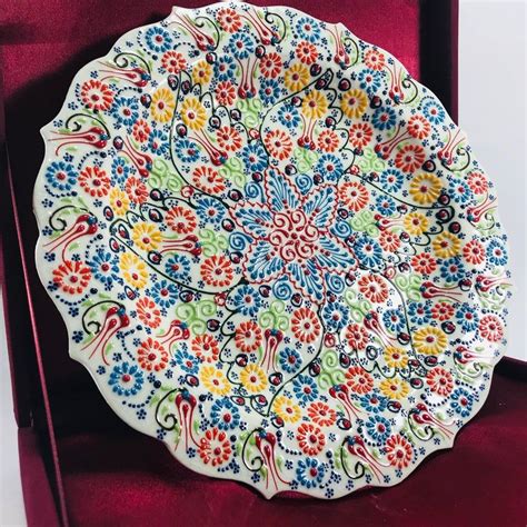 Tile Plate Turkish Ceramic Plate Handpainted Hanging Plate Etsy