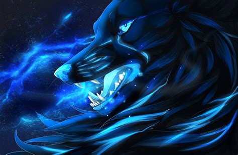 Download Cool Neon Galaxy Wolf Side Profile Wallpaper