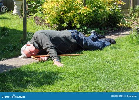 Dead Or Unconscious Elderly Man Lying Down Stock Photo Image Of Male