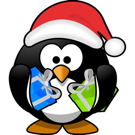 Vector Clip Art Of Little Penguin With Red Christmas Hat Free Svg