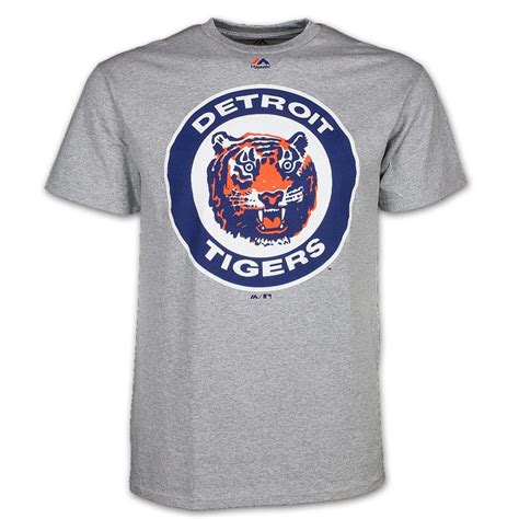 Detroit Tigers Gray Classic Logo Mens T Shirt Vintage Detroit Collection