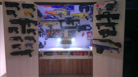 We made this nerf gun cabinet with 2 ikea besta shelf frames. Cupboard 'O' Nerf ! - YouTube
