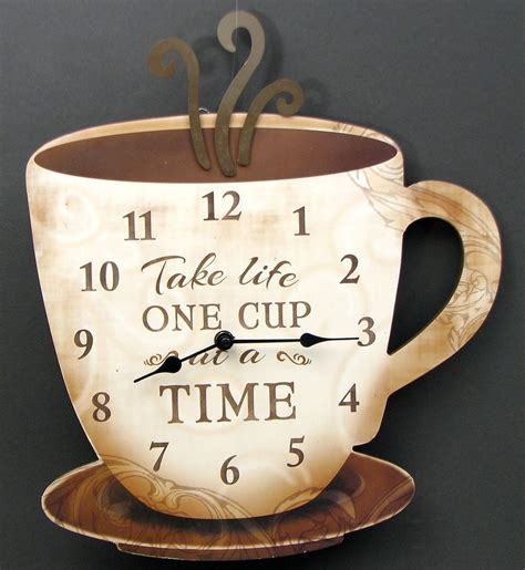 4.8 out of 5 stars. Coffee Cup Wall Clock Wooden Kitchen & Coffee Bar Decor 15 ...