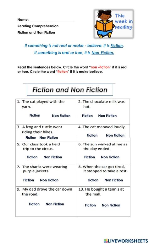 Fiction Vs Nonfiction Worksheet