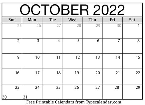 Printable October 2022 Calendar Templates With Holidays Free