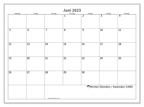 Kalender Juni 2023 För Att Skriva Ut “sverige” Michel Zbinden Se