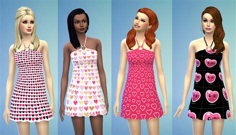 The Sims 4 Design Pink Hearts Dresses Set Download