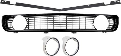 1969 Camaro Standard Black Grill Kit With Headlamp Bezels With Chrome