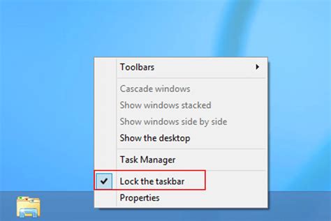 How To Lock The Taskbar On Windows 7