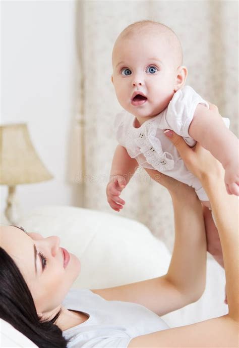 Happy Smiling Mother With Six Month Old Baby Girl Stock Image Image