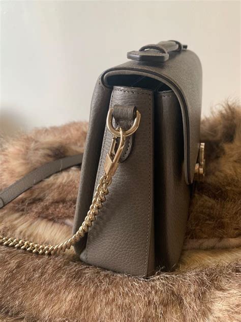 Gucci Dollar Calfskin Interlocking G Top Handle Shoulder Bag Grey
