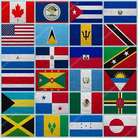 Flags Of All North American Countries Stock Editorial Photo