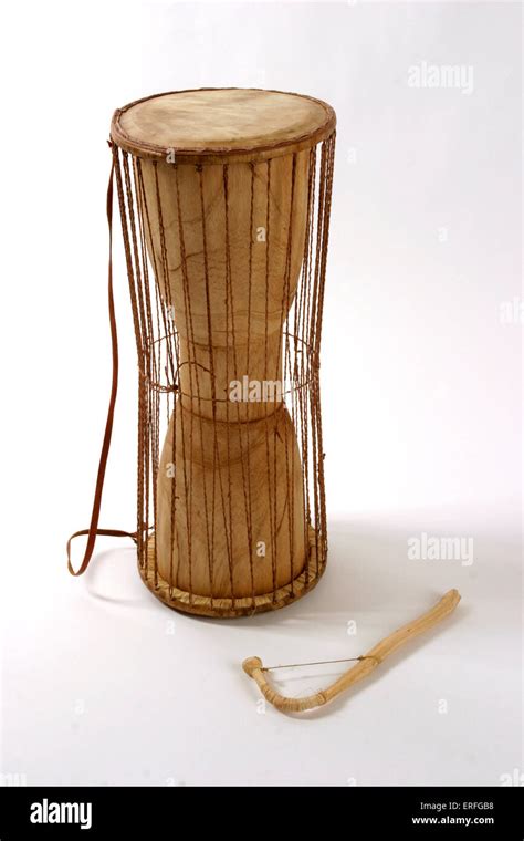 African Talking Drum With Beater Ethnic Percussion Instrument Made