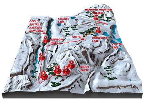 Mammoth Mountain Map Graphic Design Photorealistic Cgi Information