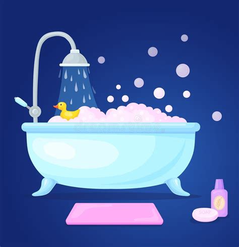 Cartoon Boy Bathtub With Rubber Duck Stock Vector Illustration Of