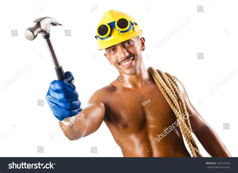 Naked Construction Worker On White Stok Foto Raf Shutterstock