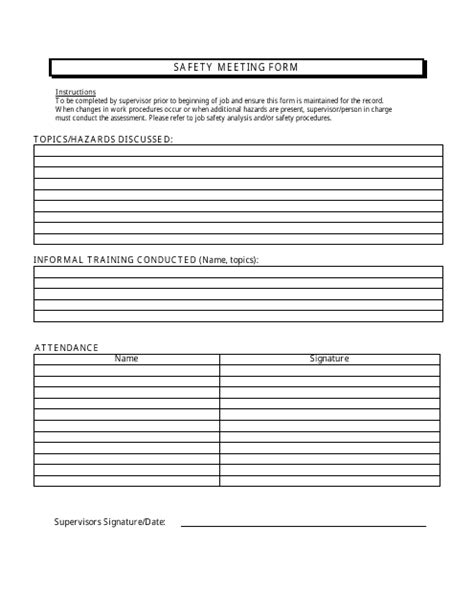 Safety Meeting Form Fill Out Sign Online And Download Pdf