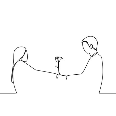 Concept Of Romantic Couple In Love Continuous Line Drawing Vector
