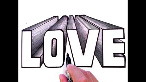 | see more about couple, drawing and love. How to Draw LOVE in 3D One Point Perspective - YouTube