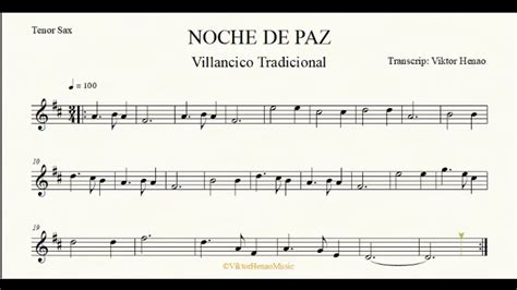 Noche De Paz Partitura De Villancico Partitura Para Flauta Saxo Alto