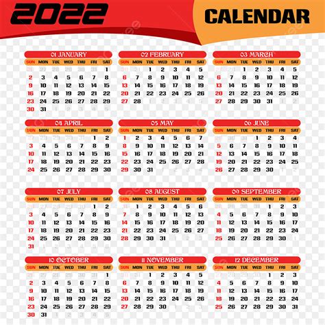 Gambar Kalender Dinding Satu Halaman Desain Template 2022 Templat