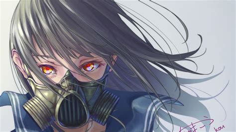 Black Hair Anime Girl With A Mask