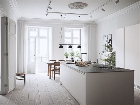Scandinavian decor refers to the interior designs found in countries such as sweden, norway, denmark, and sometimes finland. Bright scandinavian kitchen with large island ...