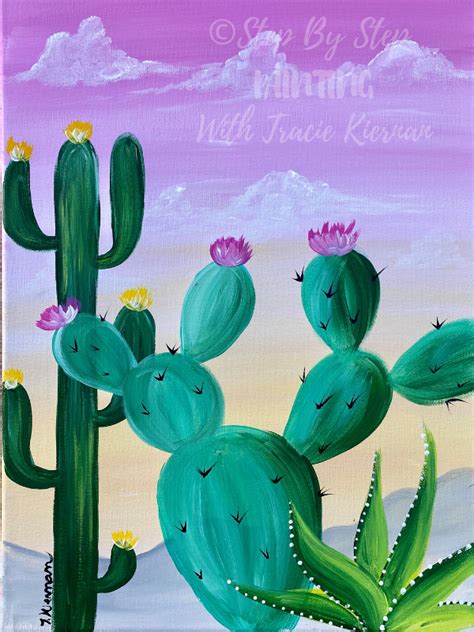 Easy Cactus Painting “desert Golden Hour” Step By Step Painting With