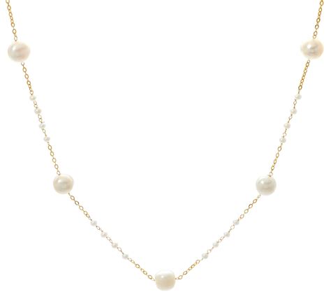 Honora 14k Gold Cultured Pearl Station Necklace