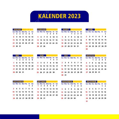 Gambar Kalender Vektor Tahun 2023 Kalender 2023 Tahun Png Dan Vektor