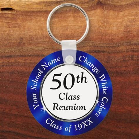 Personalized 50th Class Reunion Souvenirs Blue Keychain Zazzle