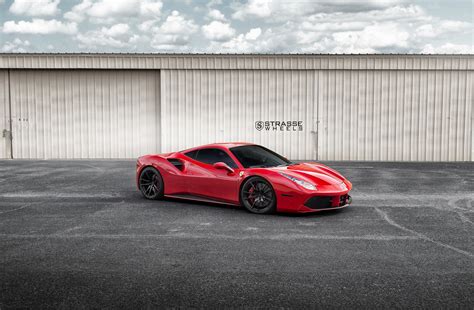Extreme performance and driving thrills. Red Ferrari 488 Stuns with Gloss Black Strasse Rims — CARiD.com Gallery