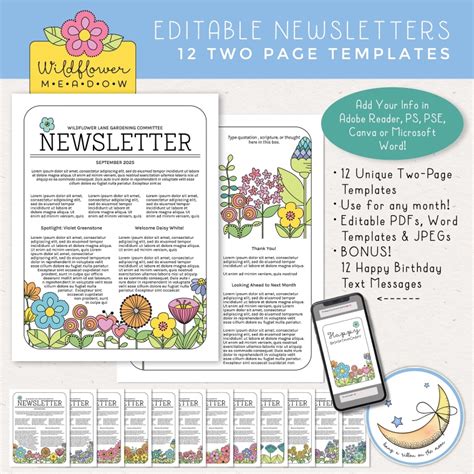 Relief Society Newsletter Template Customizable Pdf And Jpeg Hang A