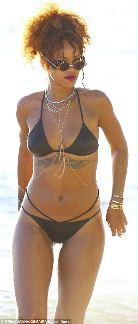 Rihanna Shows Off Her Beach Body In Cut Out Bikini In Barbados Daily