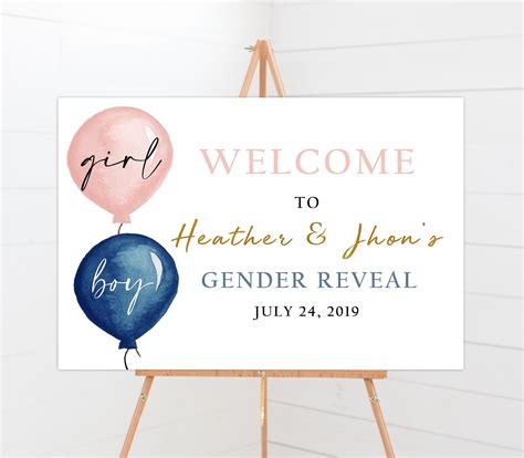 Gender Reveal Welcome Sign Any Size Etsy Canada Gender Reveal