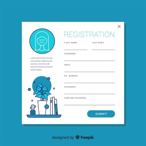 Registration Form Template With Flat Design Free Vector