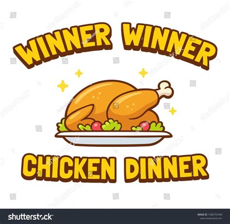 Winner Winner Chicken Dinner Funny Saying Vector Clip Art Illustration