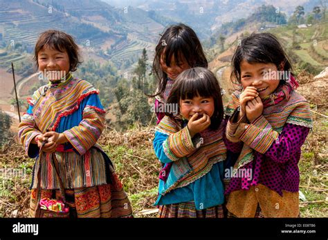 Children From The Flower Hmong Hill Tribe, Bac Ha, Lao Cai Province ...