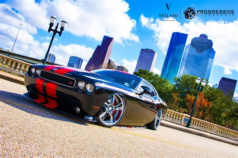 Stance Is Everything Black Slammed Dodge Challenger Rt Featuring Red