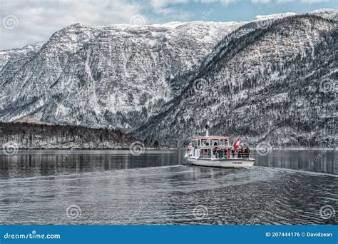 Feb 6 2020 Hallstatt Austria Tourists On Ferry Boat Stefanie On